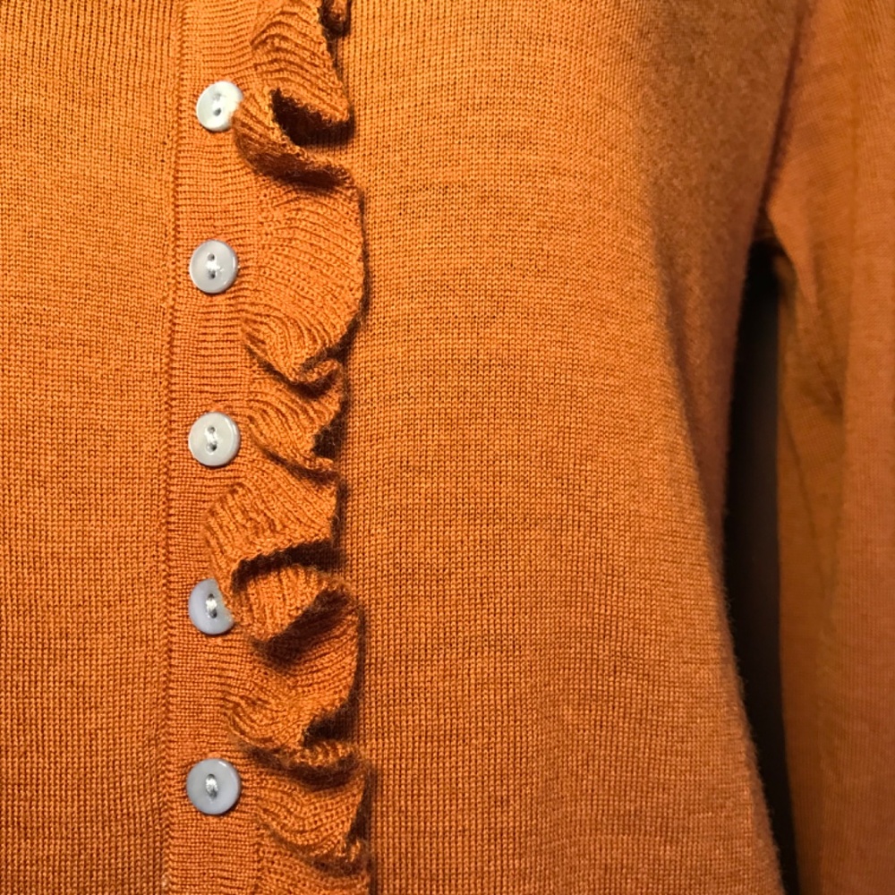 Zara Rust Ruffle-Trim Button Cardigan - Picture 8 of 15